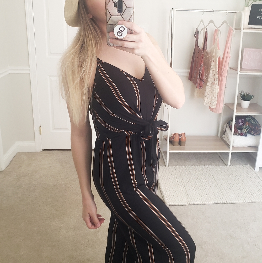 ⬇️ Black Striped Knit Cami Jumpsuit 1 LEFT! - Picture 1 of 8